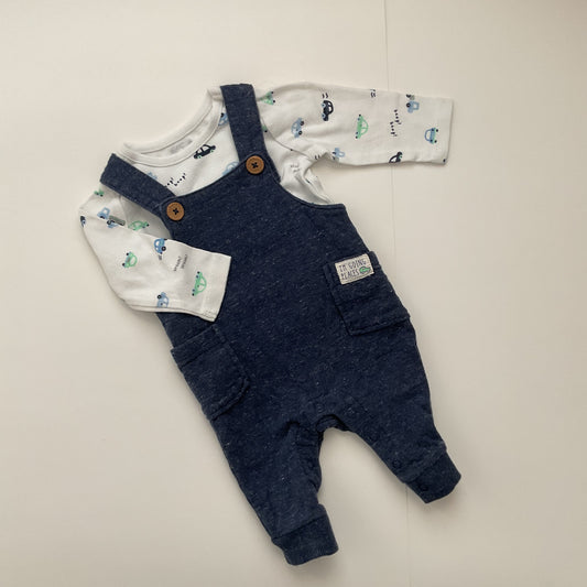 Carters Overall Pant And Long Sleeve Shirt Set Baby Boy  Size 3 Months