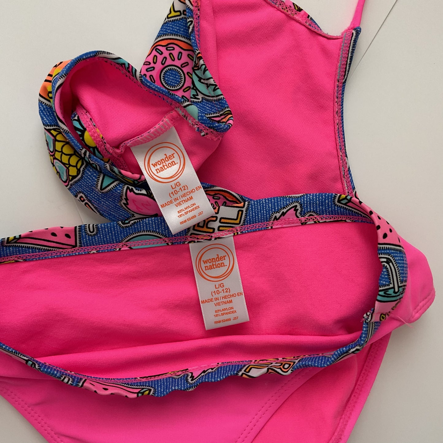 Wonder Nation Girls 2 Piece Bathing Suit Size L(10-12).