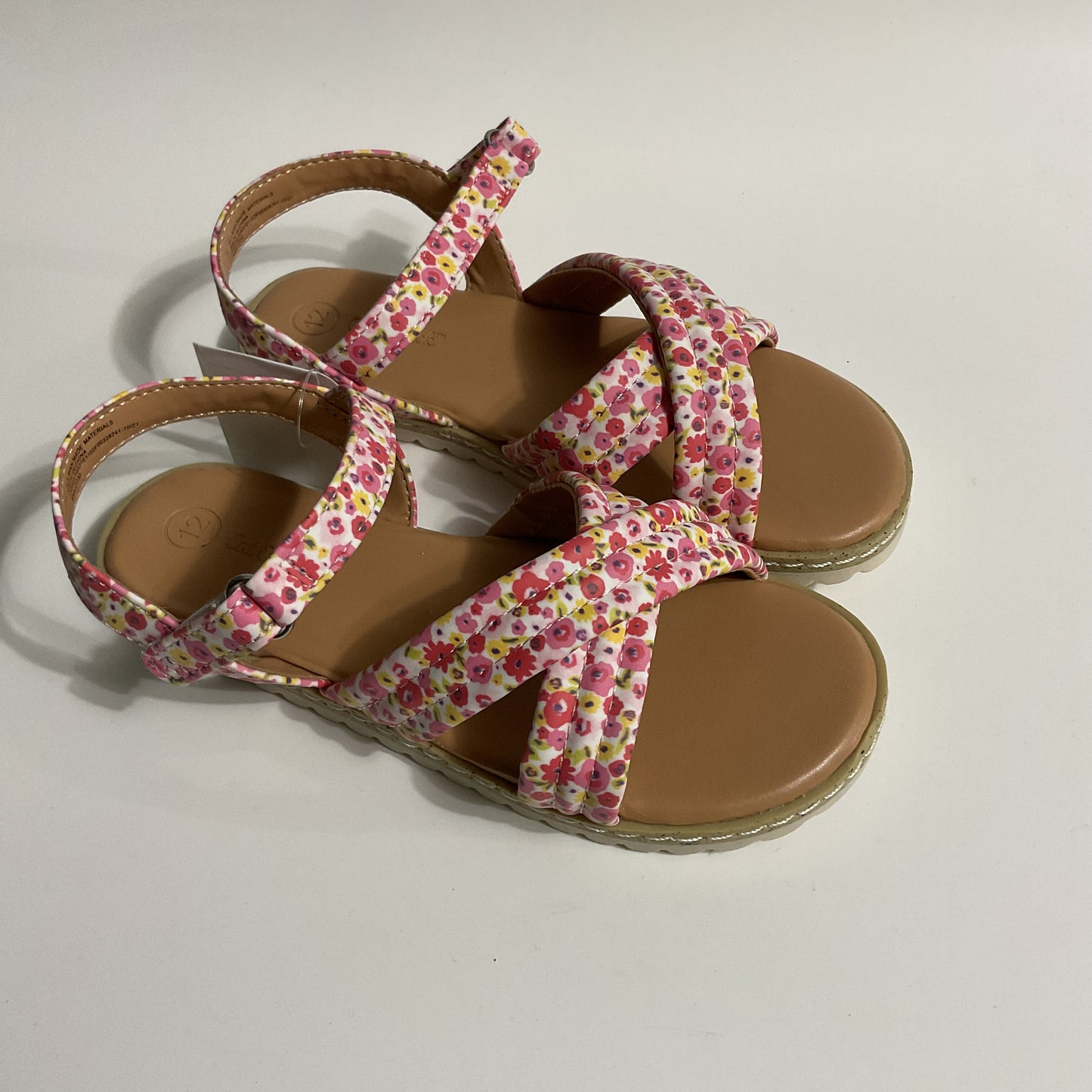 Cat & Jack Poppy Flowers Girls Sandals Size 12.