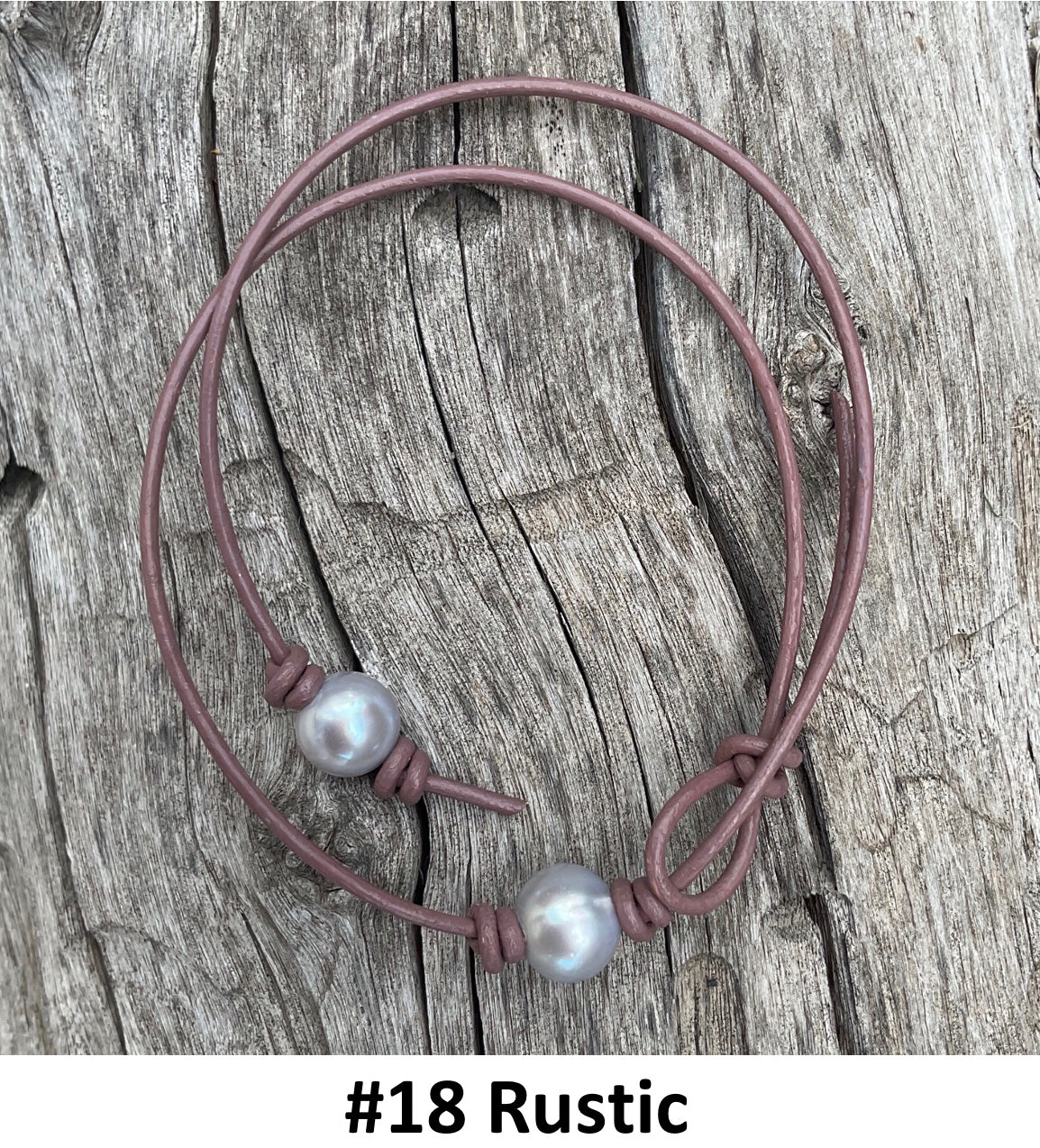 Single Gray Pearl Necklace, #18 Rustic Leather Cord