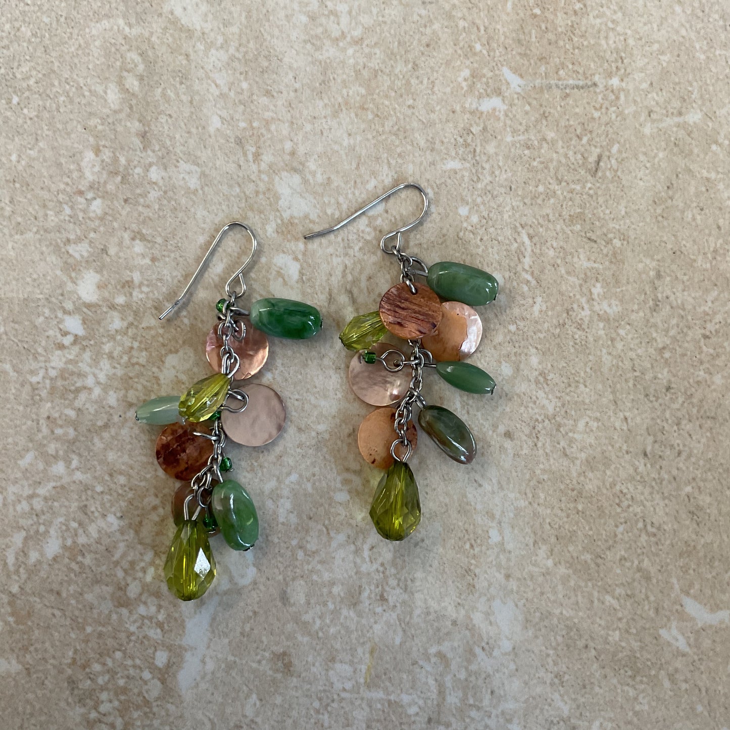 Vintage Greens And Browns Beads Women’s Drop Earrings.