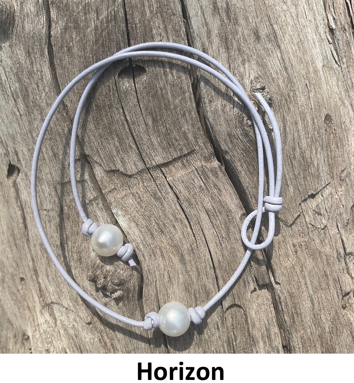 Single White Pearl Necklace, #21 Horizon Leather Cord