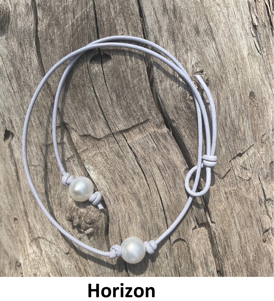 Single White Pearl Necklace, #21 Horizon Leather Cord