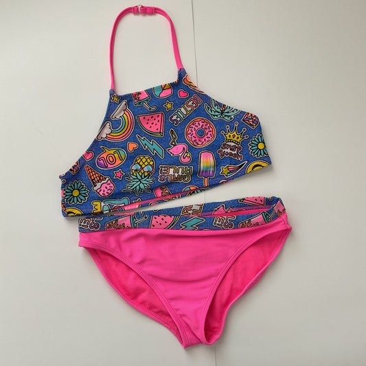 Wonder Nation Girls 2 Piece Bathing Suit Size L(10-12).