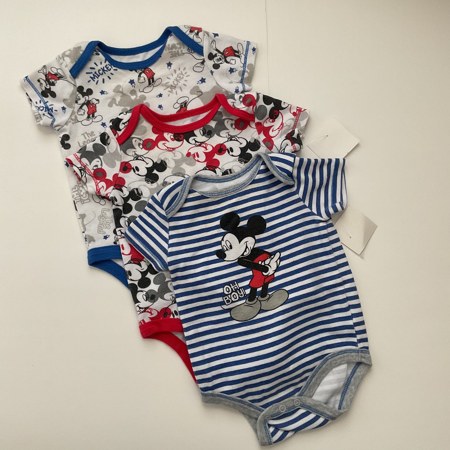 3 Piece Disney Mickey Mouse Baby Boy Onesies Size 3-6M