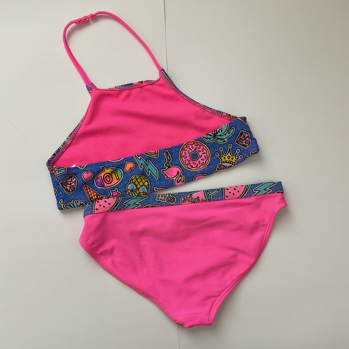 Wonder Nation Girls 2 Piece Bathing Suit Size L(10-12).