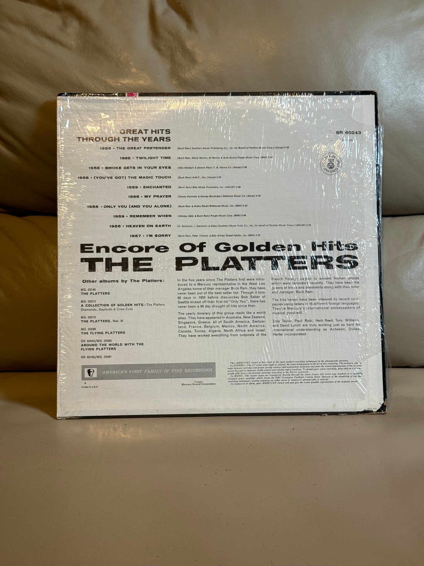 The Platters- Encore Of Golden Hits 1960 SR-60243 Vinyl 12" Vintage