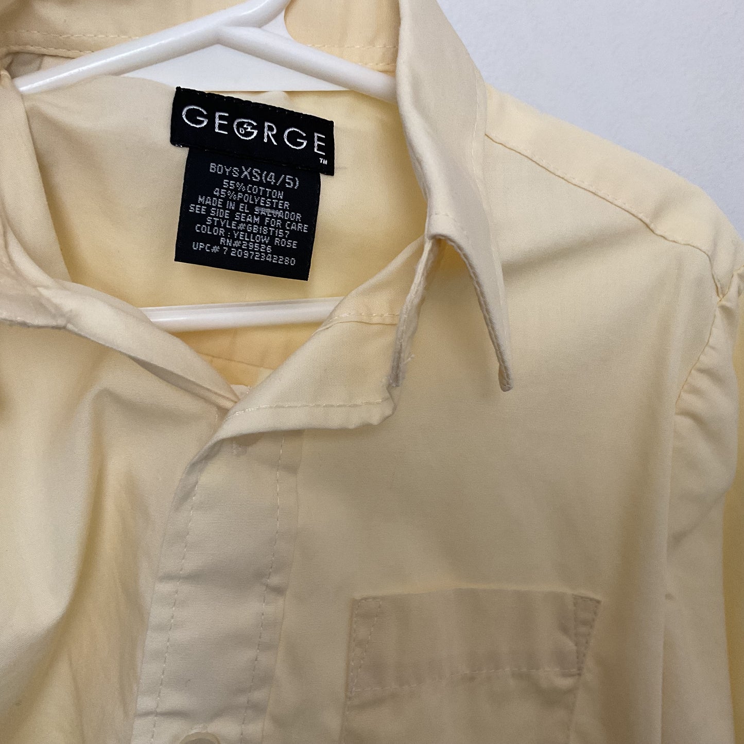 George Long Sleeve Button Down Children’s Shirt Size XS(4-5).