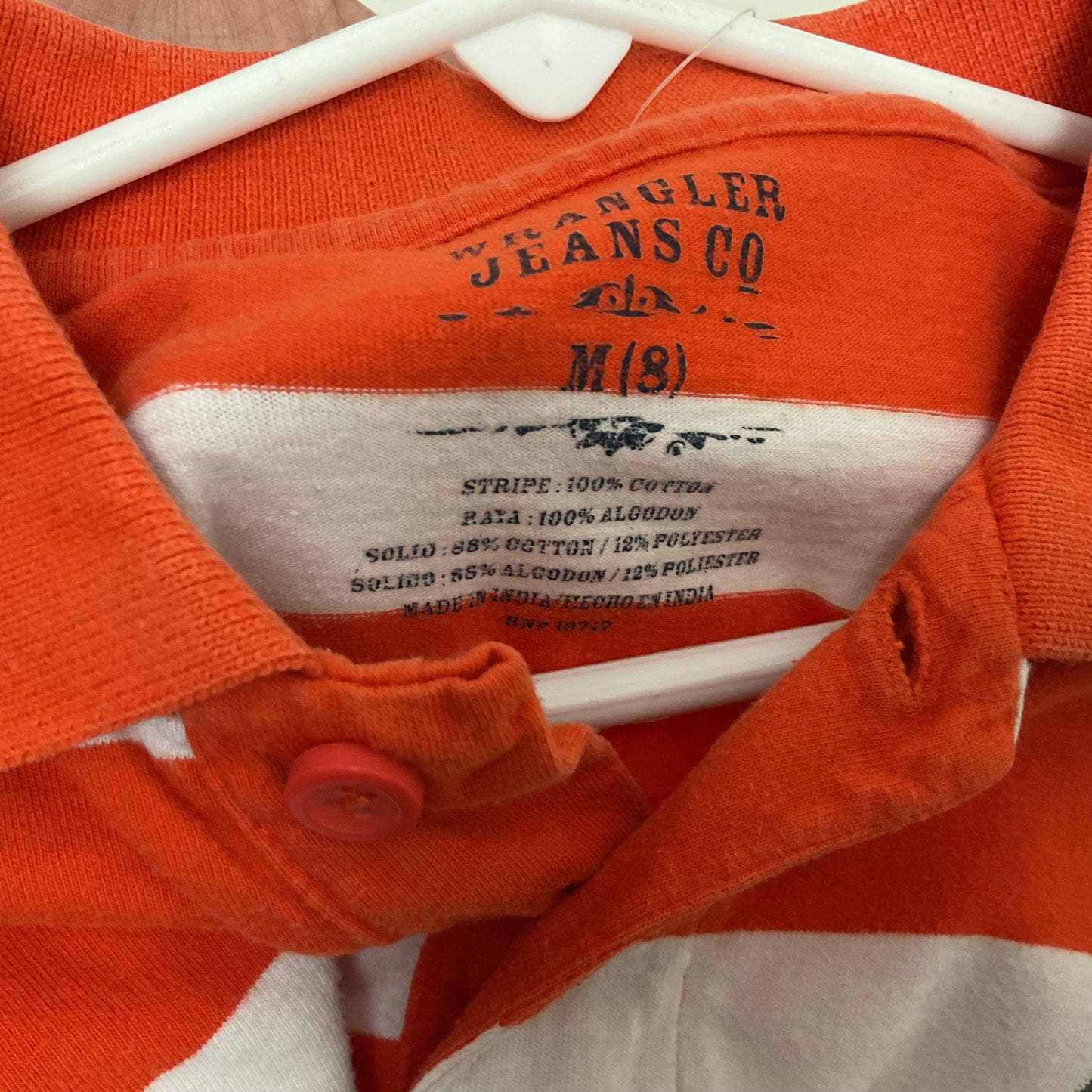 Wrangler Jeans Co. Long Sleeve Polo Shirt Size M(8).