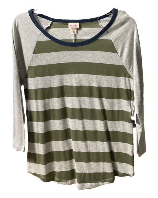 Mossimo NWT Green and Gray Stripes 3/4 Sleeve Women Shirt Size M