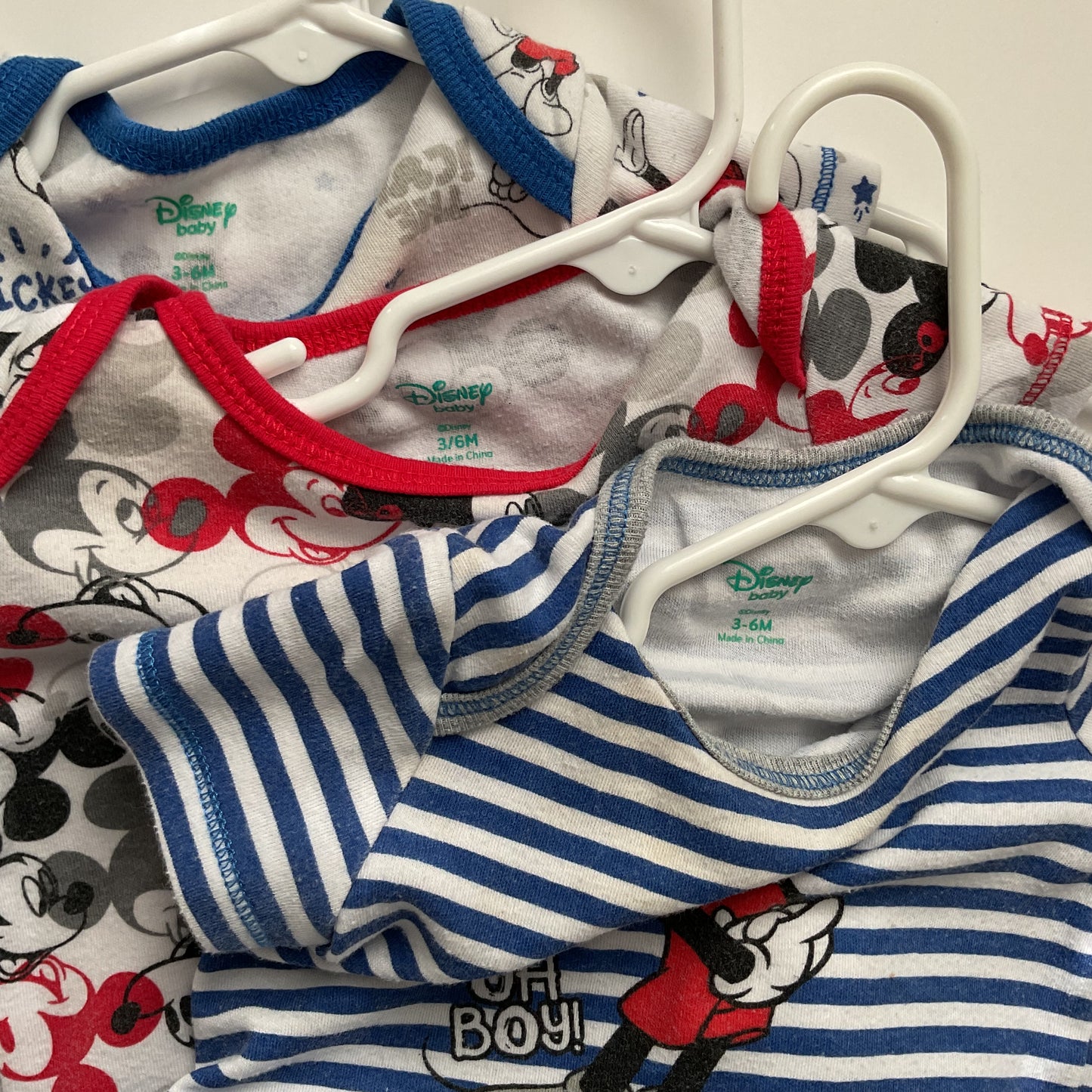 3 Piece Disney Mickey Mouse Baby Boy Onesies Size 3-6M