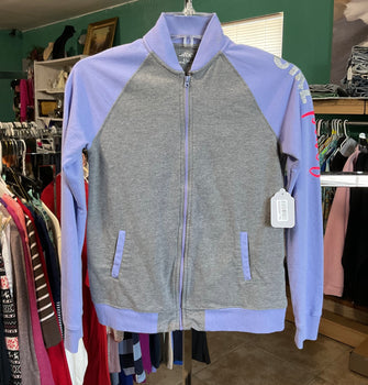 BCG Gray and Purple Zipper Girl Sweatshirt Size L(12-14)