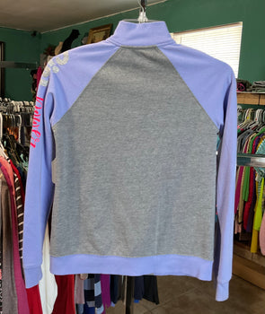 BCG Gray and Purple Zipper Girl Sweatshirt Size L(12-14)