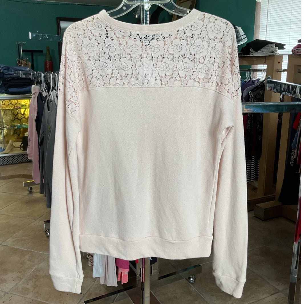 Forever 21 Blush Rose Pullover Lace Sweater Size L
