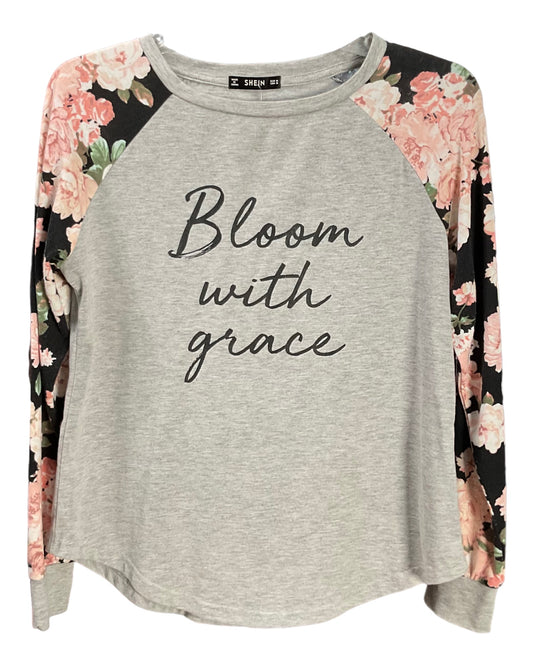 Shein Gray & Flowers Women’s Sweatshirt Size M