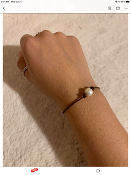 Leather And Pearl Bracelet