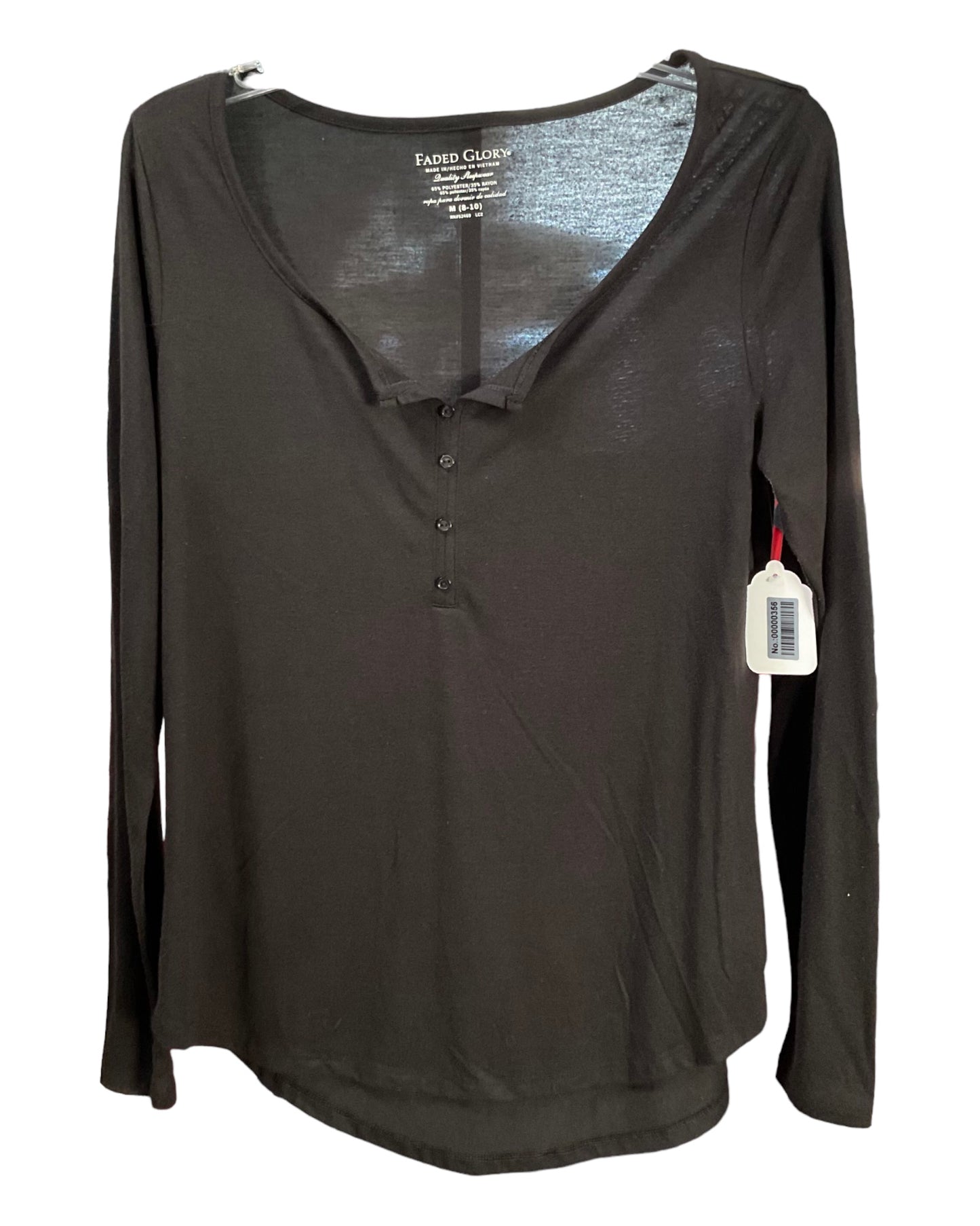 Faded Glory Basic  Long Sleeve Women’s Shirt Size M(8-10)